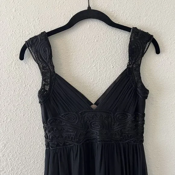 BCBG MaxAzria Dress Size 0 Silk Black Long Cap Sleeve Formal Black Tie Classic - Picture 10 of 16